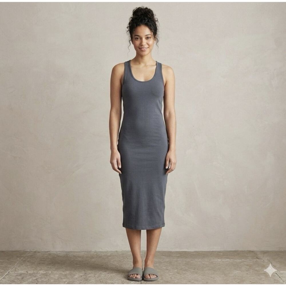 Vintage Wet Seal Gray Racerback Bodycon Tank Midi Dress Small Made In USA Y2K
